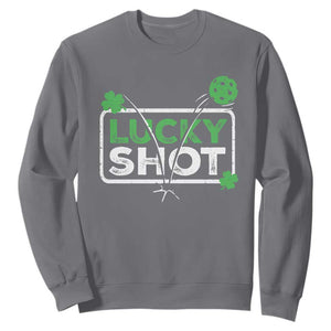 Funny St Patrick's Day Pickleball Sweatshirt Lucky Shot Shamrock TS11 Charcoal Print Your Wear