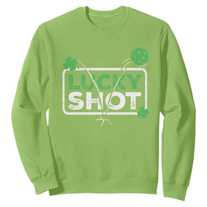 Funny St Patrick's Day Pickleball Sweatshirt Lucky Shot Shamrock TS11 Lime Print Your Wear