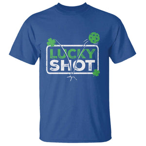 Funny St Patricks Day Pickleball T Shirt - Lucky Shot Shamrock Holiday Humor Tee TS11 Royal Blue Print Your Wear