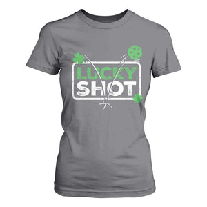Funny St Patrick's Day Pickleball T Shirt For Women Lucky Shot Shamrock TS11 Charcoal Print Your Wear