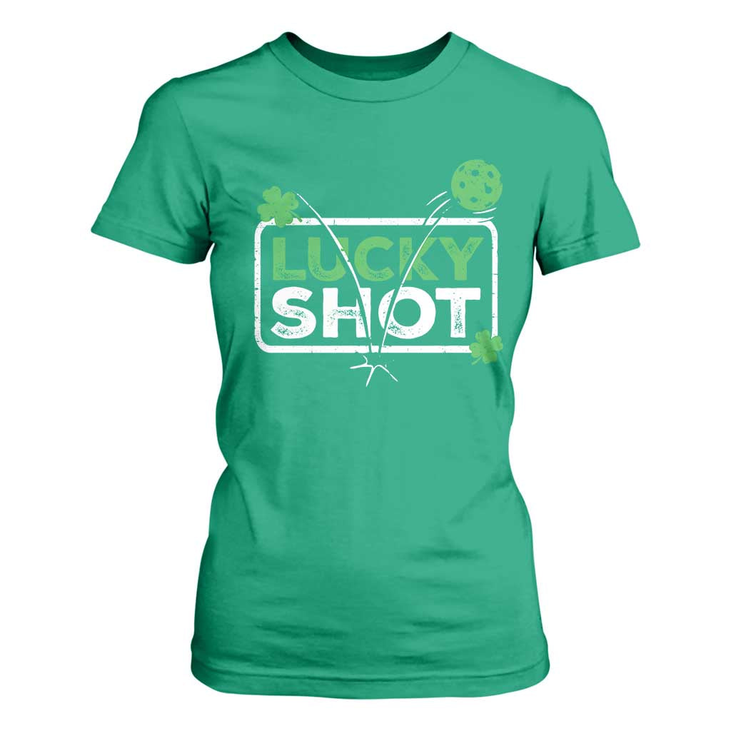 Funny St Patrick's Day Pickleball T Shirt For Women Lucky Shot Shamrock TS11 Irish Green Print Your Wear