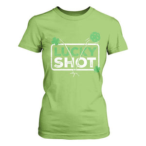 Funny St Patrick's Day Pickleball T Shirt For Women Lucky Shot Shamrock TS11 Lime Print Your Wear