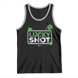 Funny St Patrick's Day Pickleball Tank Top Lucky Shot Shamrock TS11 Black Athletic Heather Print Your Wear