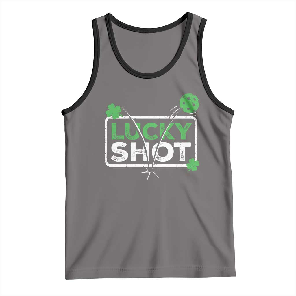 Funny St Patrick's Day Pickleball Tank Top Lucky Shot Shamrock TS11 Deep Heather Black Print Your Wear