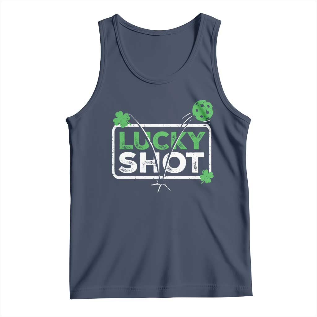 Funny St Patrick's Day Pickleball Tank Top Lucky Shot Shamrock TS11 Navy Print Your Wear