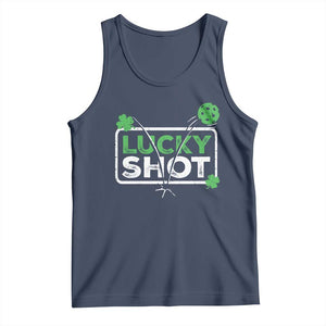 Funny St Patrick's Day Pickleball Tank Top Lucky Shot Shamrock TS11 Navy Print Your Wear