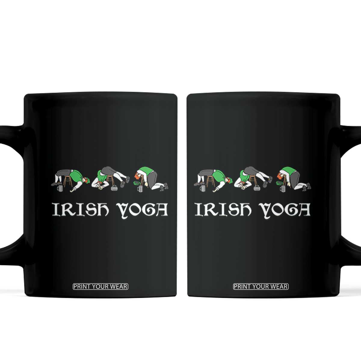 Funny St Patricks Day Beer Drinking Coffee Mug Irish Yoga Leprechaun Beer Mug TS11 Black Print Your Wear