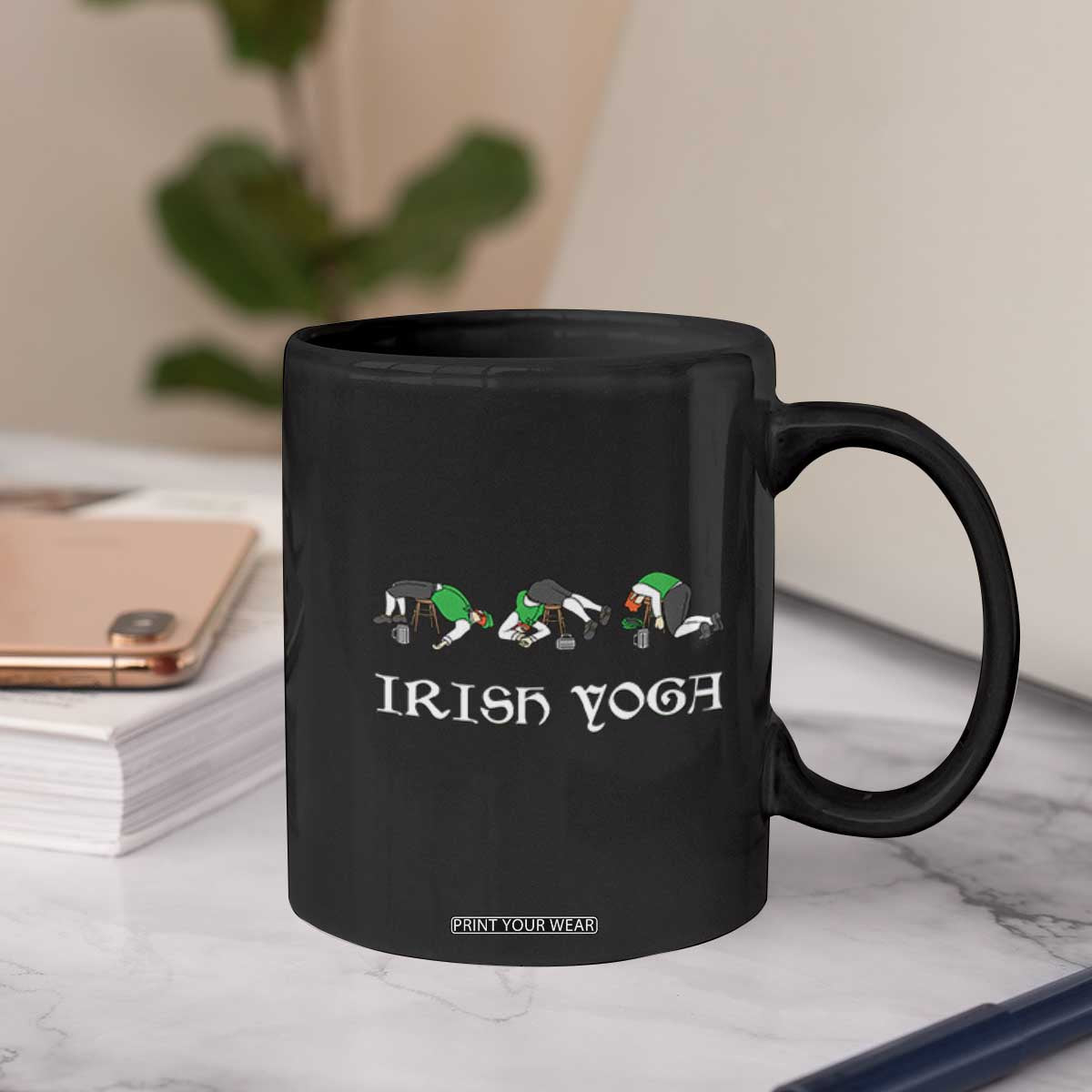 Funny St Patricks Day Beer Drinking Coffee Mug Irish Yoga Leprechaun Beer Mug TS11 Print Your Wear