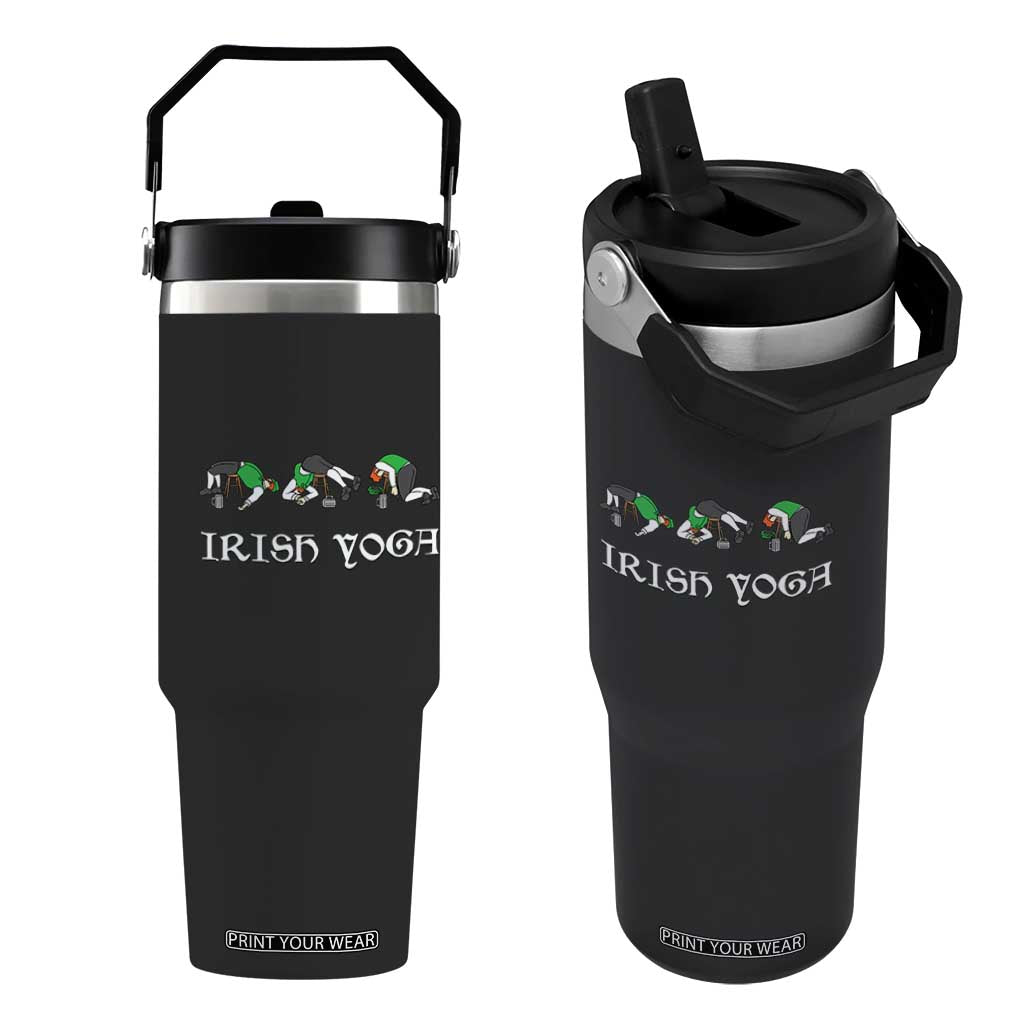 Funny St Patricks Day Beer Drinking Flip Straw Tumbler Irish Yoga Leprechaun Beer Mug TS11 One Size: 30 oz Black Print Your Wear