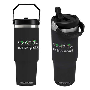 Funny St Patricks Day Beer Drinking Flip Straw Tumbler Irish Yoga Leprechaun Beer Mug TS11 One Size: 30 oz Black Print Your Wear