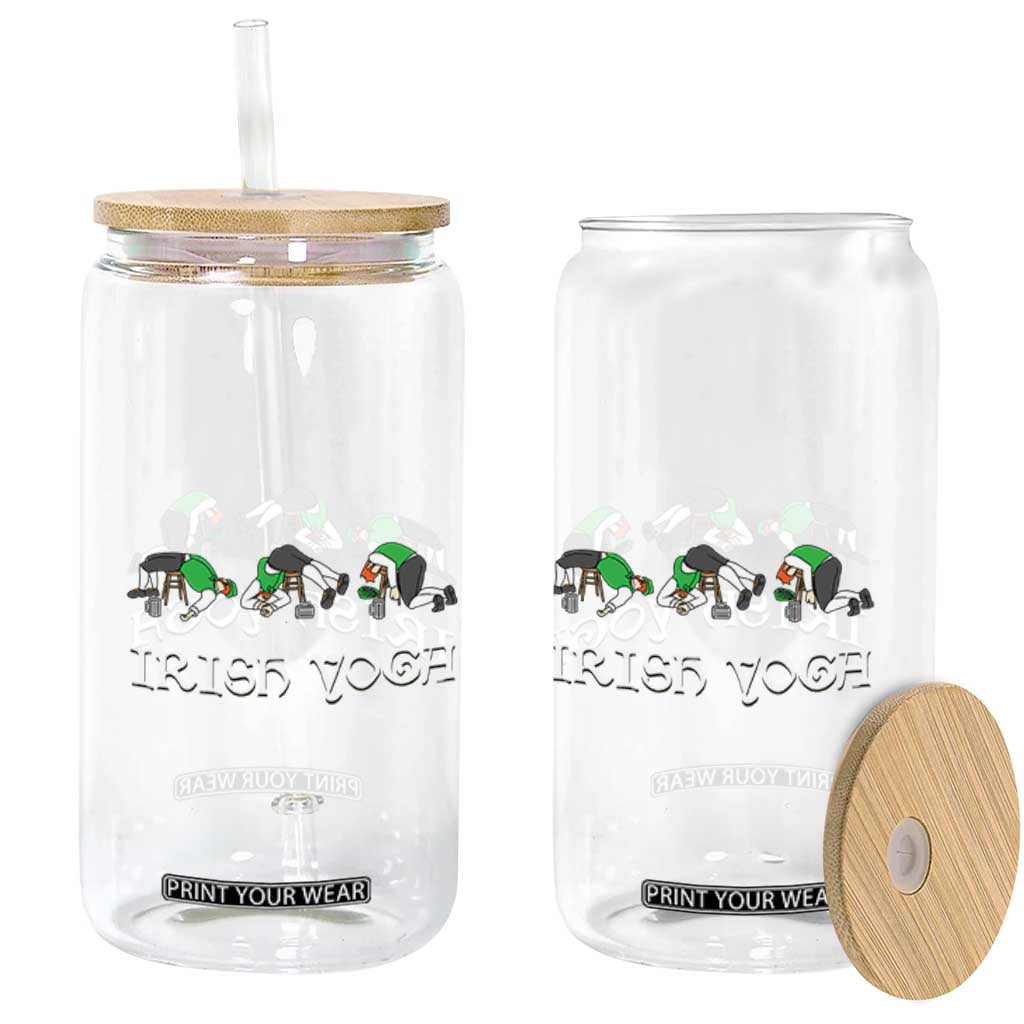 Funny St Patricks Day Beer Drinking Glass Can Irish Yoga Leprechaun Beer Mug TS11 Print Your Wear