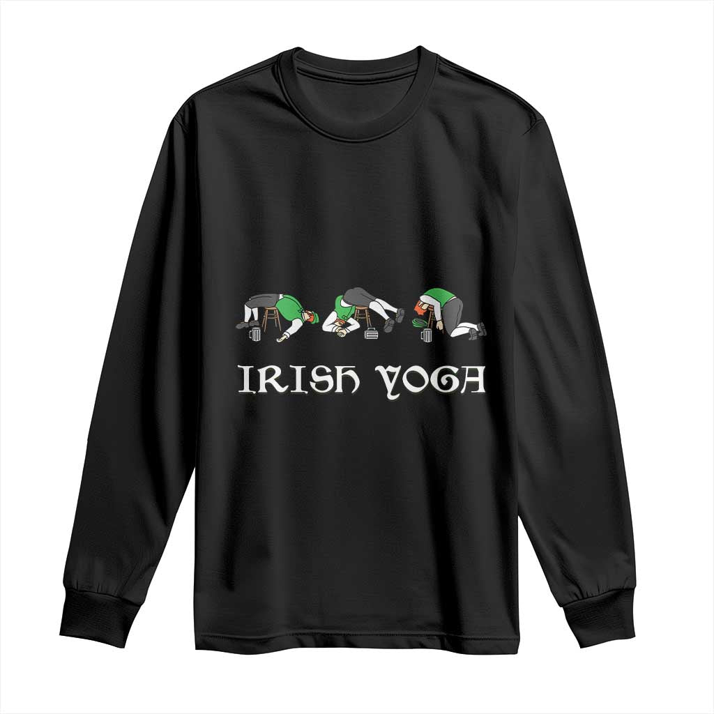 Funny St Patricks Day Beer Drinking Long Sleeve Shirt Irish Yoga Leprechaun Beer Mug TS11 Black Print Your Wear
