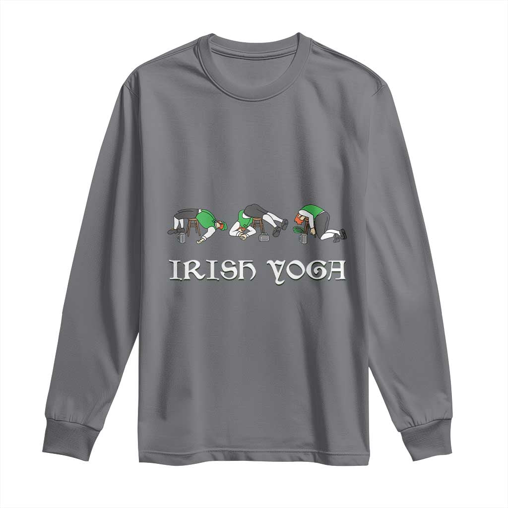 Funny St Patricks Day Beer Drinking Long Sleeve Shirt Irish Yoga Leprechaun Beer Mug TS11 Charcoal Print Your Wear