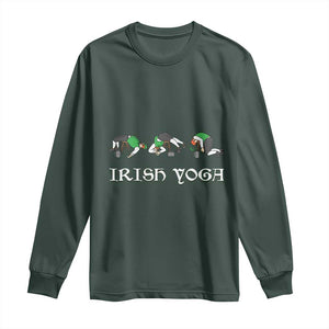 Funny St Patricks Day Beer Drinking Long Sleeve Shirt Irish Yoga Leprechaun Beer Mug TS11 Dark Forest Green Print Your Wear