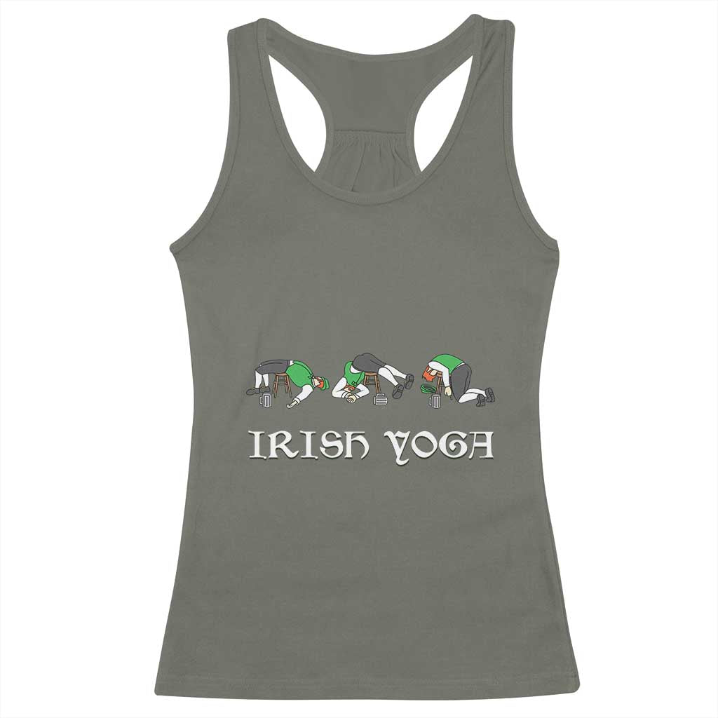 Funny St Patricks Day Beer Drinking Racerback Tank Top Irish Yoga Leprechaun Beer Mug TS11 Military Green Print Your Wear