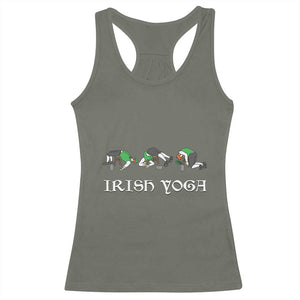 Funny St Patricks Day Beer Drinking Racerback Tank Top Irish Yoga Leprechaun Beer Mug TS11 Military Green Print Your Wear