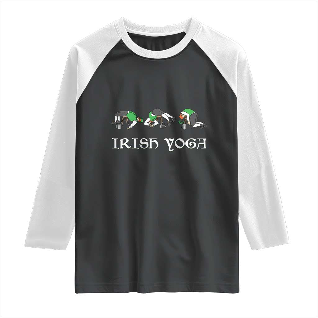 Funny St Patricks Day Beer Drinking Raglan Shirt Irish Yoga Leprechaun Beer Mug TS11 Black White Print Your Wear