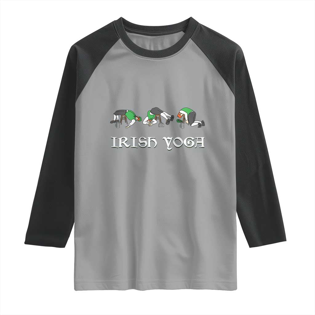 Funny St Patricks Day Beer Drinking Raglan Shirt Irish Yoga Leprechaun Beer Mug TS11 Sport Gray Black Print Your Wear