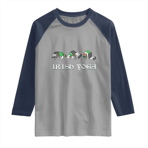 Funny St Patricks Day Beer Drinking Raglan Shirt Irish Yoga Leprechaun Beer Mug TS11 Sport Gray Navy Print Your Wear