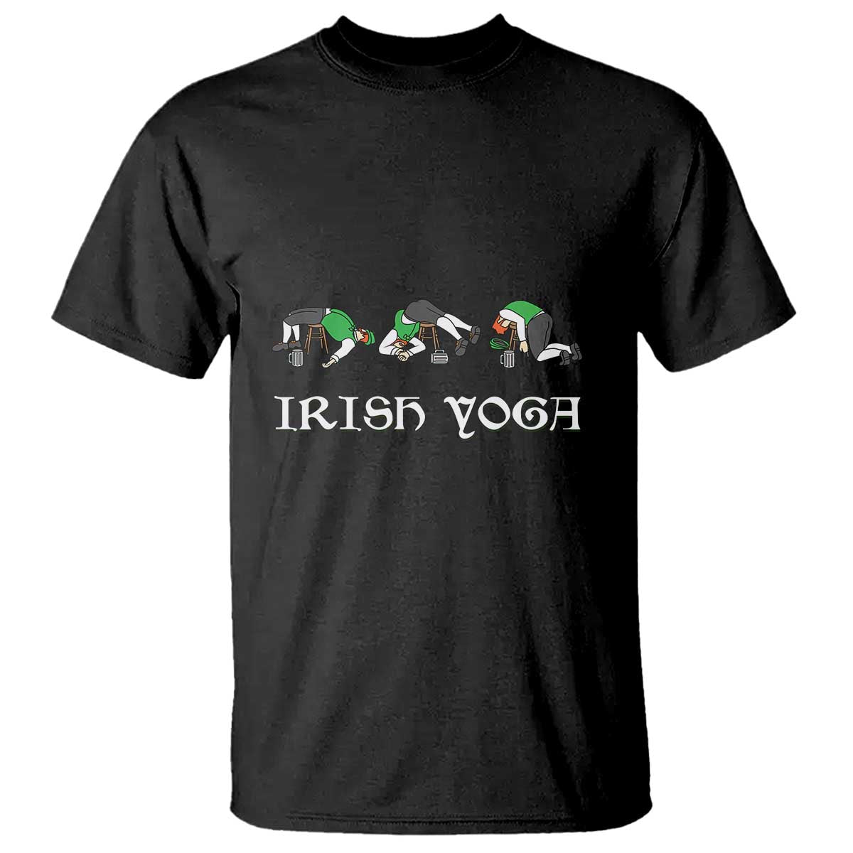 Funny St Patricks Day Beer Drinking T Shirt Irish Yoga Leprechaun Beer Mug TS11 Black Print Your Wear