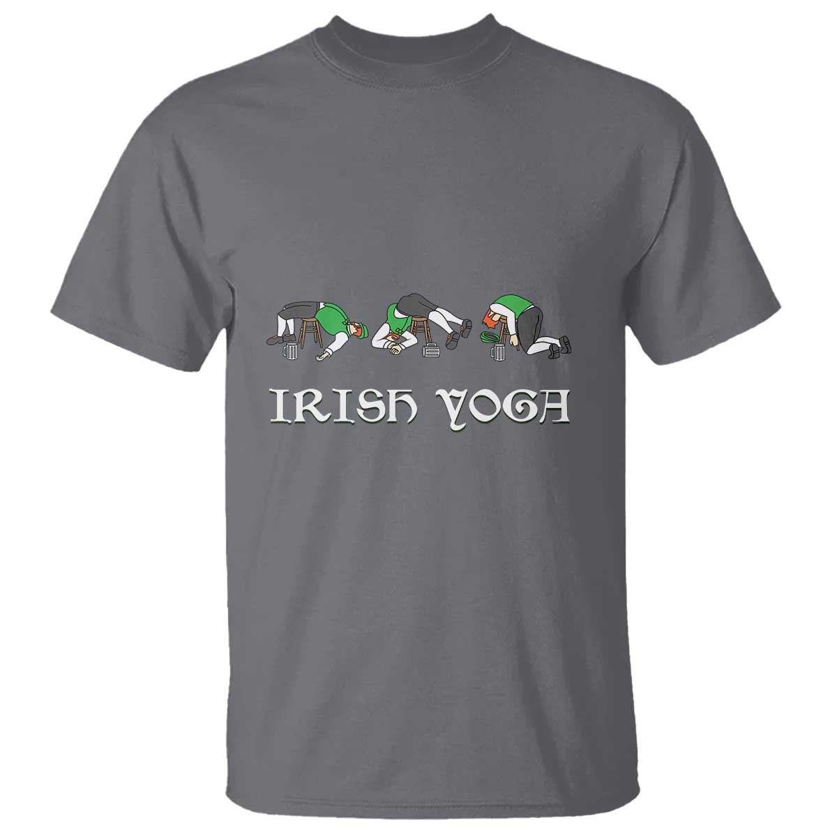 Funny St Patricks Day Beer Drinking T Shirt Irish Yoga Leprechaun Beer Mug TS11 Charcoal Print Your Wear