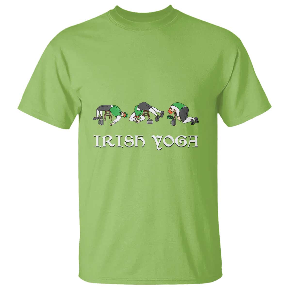 Funny St Patricks Day Beer Drinking T Shirt Irish Yoga Leprechaun Beer Mug TS11 Lime Print Your Wear