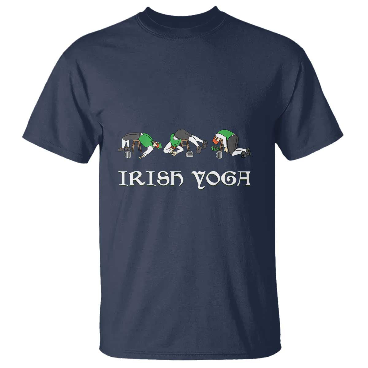 Funny St Patricks Day Beer Drinking T Shirt Irish Yoga Leprechaun Beer Mug TS11 Navy Print Your Wear