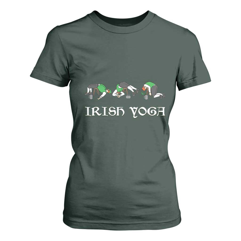 Funny St Patricks Day Beer Drinking T Shirt For Women Irish Yoga Leprechaun Beer Mug TS11 Dark Forest Green Print Your Wear