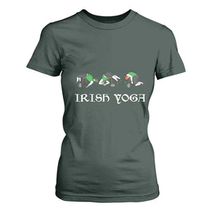 Funny St Patricks Day Beer Drinking T Shirt For Women Irish Yoga Leprechaun Beer Mug TS11 Dark Forest Green Print Your Wear