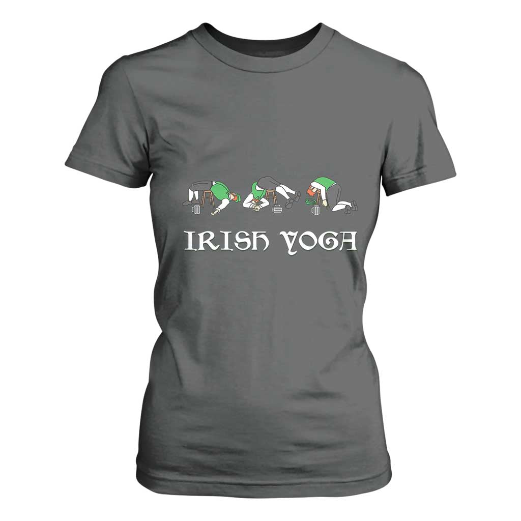 Funny St Patricks Day Beer Drinking T Shirt For Women Irish Yoga Leprechaun Beer Mug TS11 Dark Heather Print Your Wear