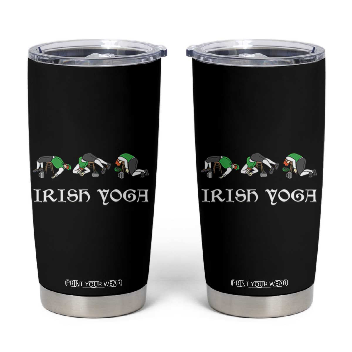 Funny St Patricks Day Beer Drinking Tumbler Cup Irish Yoga Leprechaun Beer Mug TS11 Black Print Your Wear