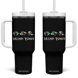 Funny St Patricks Day Beer Drinking Tumbler With Handle Irish Yoga Leprechaun Beer Mug TS11 One Size: 40 oz Black Print Your Wear