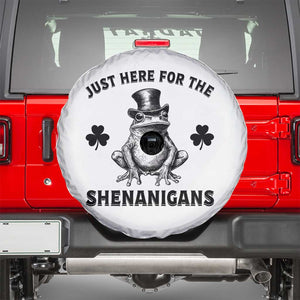 Funny St Patrick's Day Just Here For The Shenanigans Spare Tire Cover Frog Shamrock TS11 White Print Your Wear