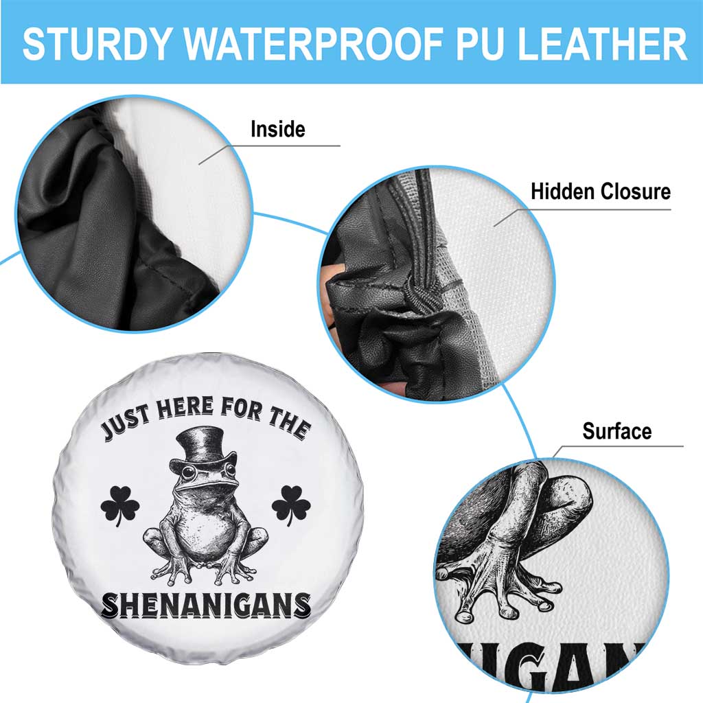 Funny St Patrick's Day Just Here For The Shenanigans Spare Tire Cover Frog Shamrock TS11 Print Your Wear