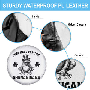 Funny St Patrick's Day Just Here For The Shenanigans Spare Tire Cover Frog Shamrock TS11 Print Your Wear