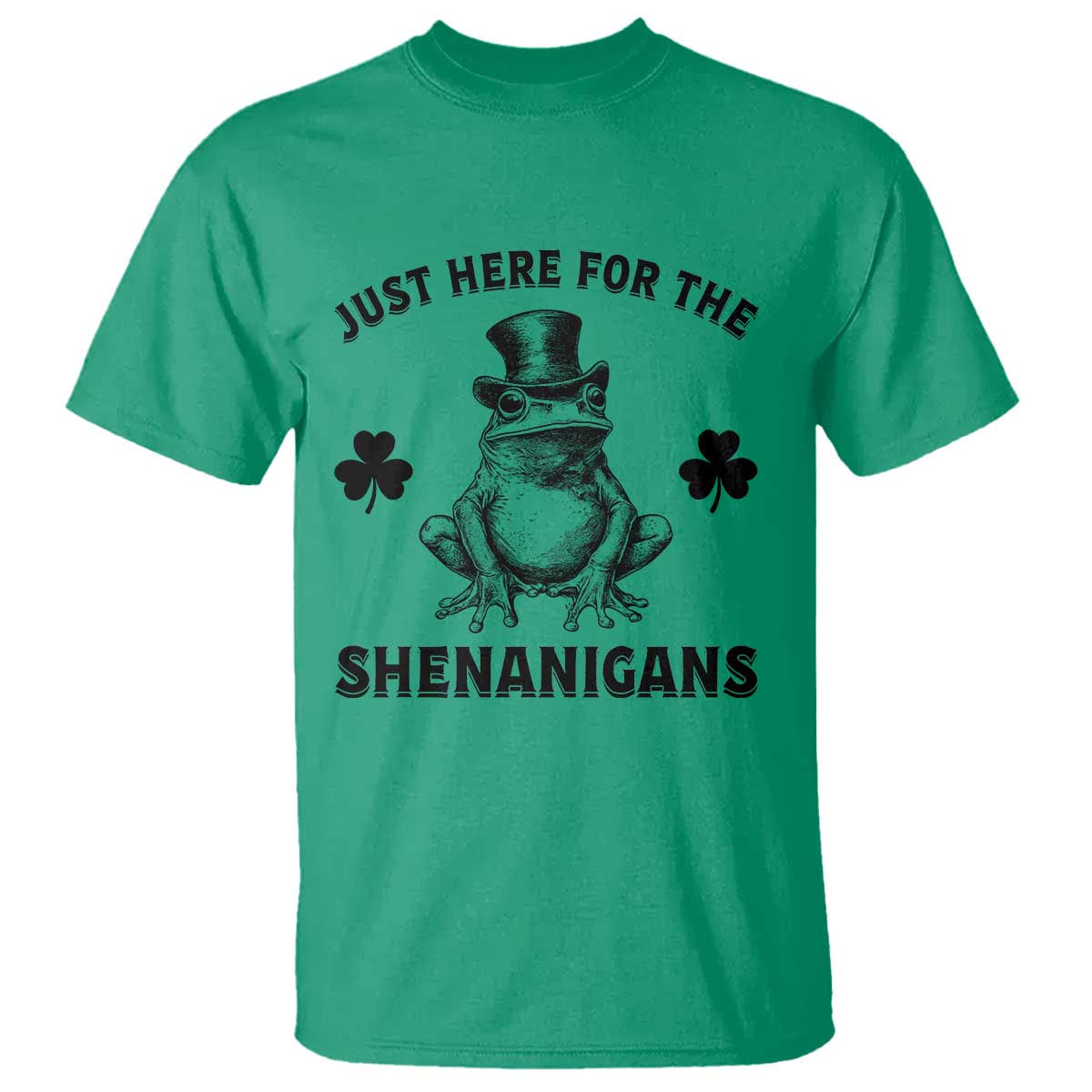 Funny St Patrick's Day Just Here For The Shenanigans T Shirt Frog Shamrock TS11 Irish Green Print Your Wear