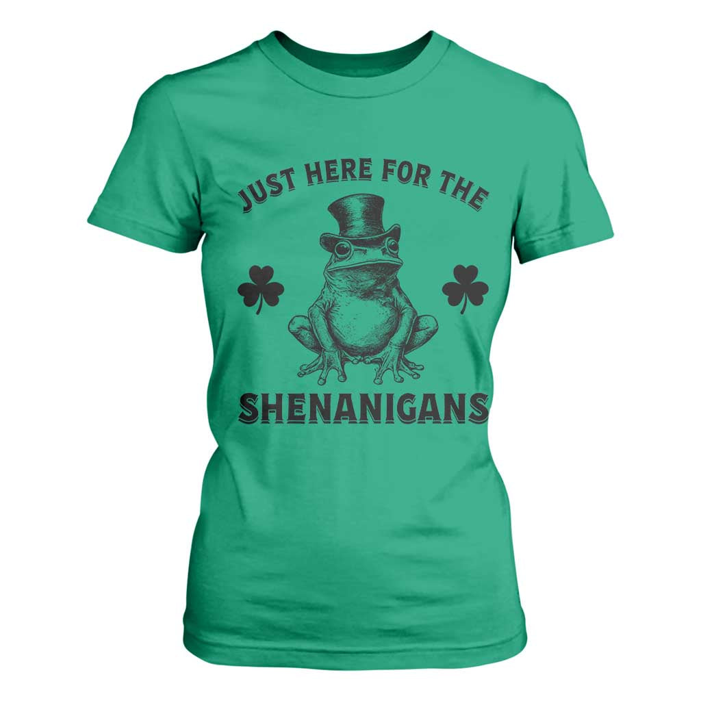 Funny St Patrick's Day Just Here For The Shenanigans T Shirt For Women Frog Shamrock TS11 Irish Green Print Your Wear