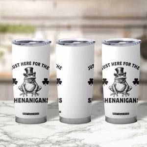 Funny St Patrick's Day Just Here For The Shenanigans Tumbler Cup Frog Shamrock TS11 Print Your Wear