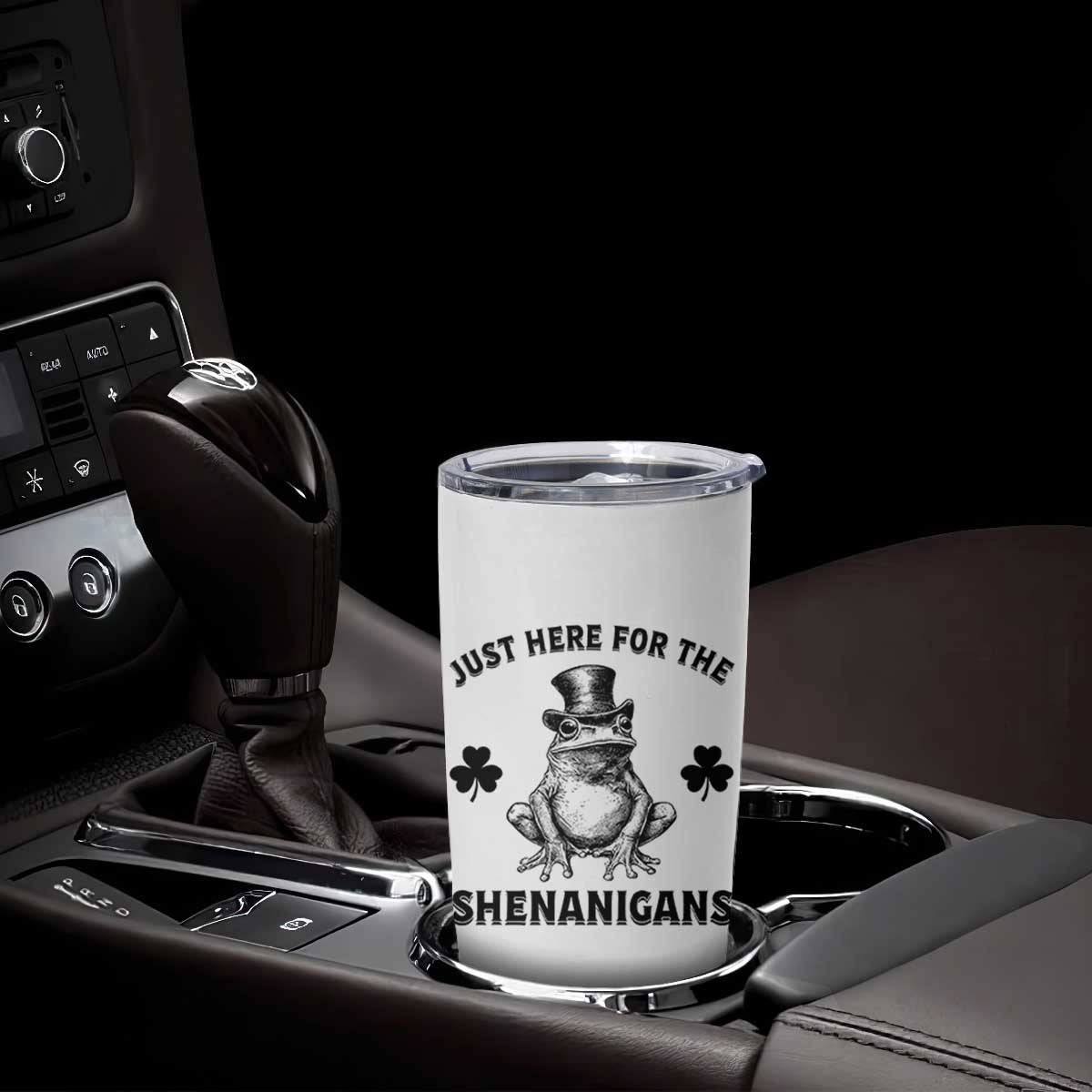Funny St Patrick's Day Just Here For The Shenanigans Tumbler Cup Frog Shamrock TS11 Print Your Wear