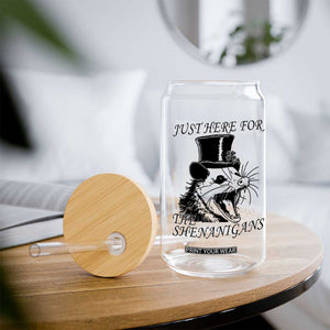 Funny St Patrick's Day Opossum Glass Can Just Here For The Shenanigans Shamrock TS11 Print Your Wear
