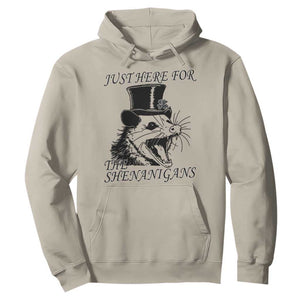 Funny St Patrick's Day Opossum Hoodie Just Here For The Shenanigans Shamrock TS11 Sand Print Your Wear