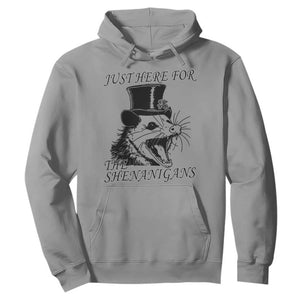 Funny St Patrick's Day Opossum Hoodie Just Here For The Shenanigans Shamrock TS11 Sport Gray Print Your Wear