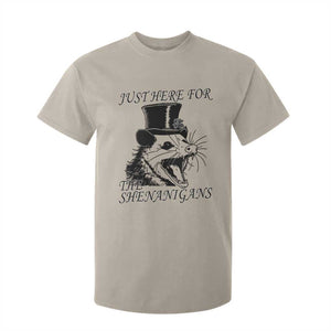 Funny St Patrick's Day Opossum T Shirt For Kid Just Here For The Shenanigans Shamrock TS11 Sand Print Your Wear