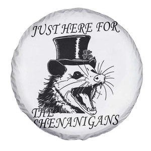 Funny St Patrick's Day Opossum Spare Tire Cover Just Here For The Shenanigans Shamrock TS11 Print Your Wear