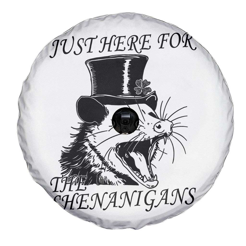 Funny St Patrick's Day Opossum Spare Tire Cover Just Here For The Shenanigans Shamrock TS11 Print Your Wear