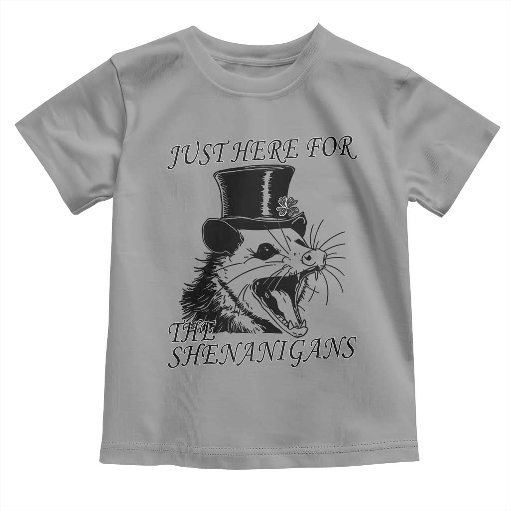 Funny St Patrick's Day Opossum Toddler T Shirt Just Here For The Shenanigans Shamrock TS11 Sport Gray Print Your Wear