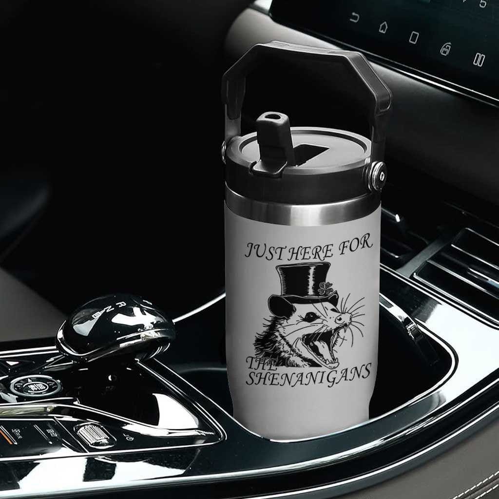 Funny St Patrick's Day Opossum Flip Straw Tumbler Just Here For The Shenanigans Shamrock TS11 Print Your Wear