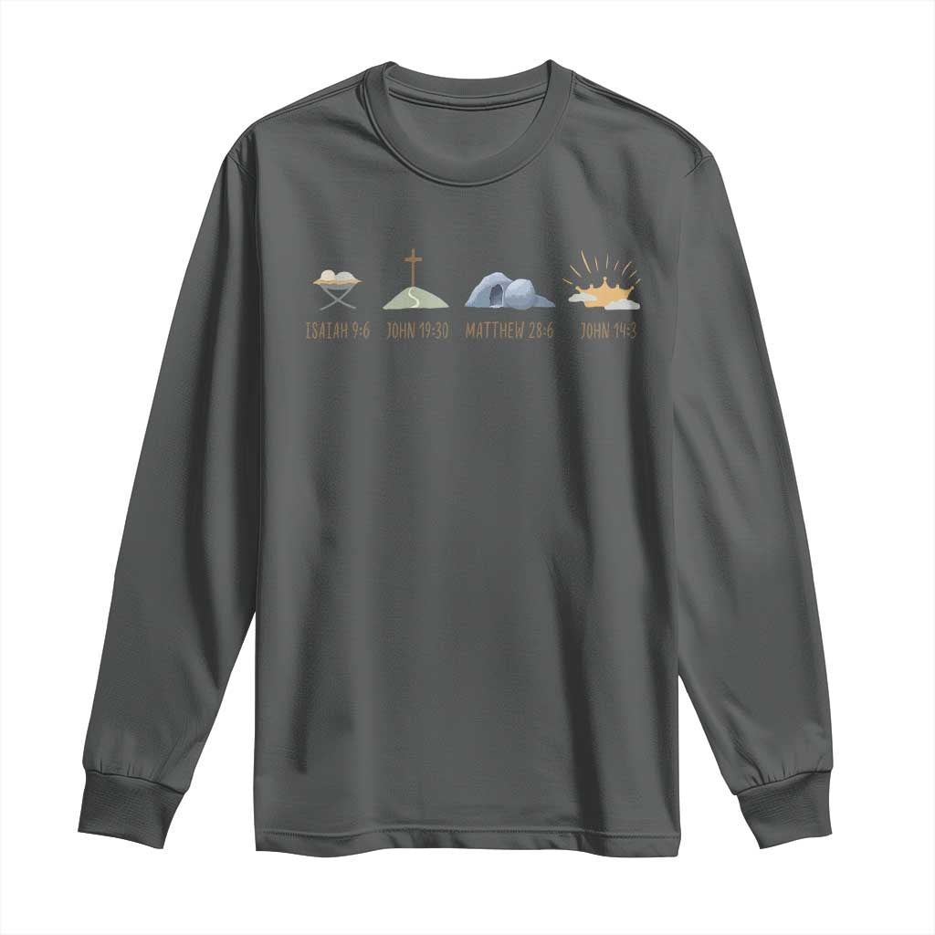The Life Of Jesus Christ Religious Bible Verse Long Sleeve Shirt TS11 Dark Heather Print Your Wear