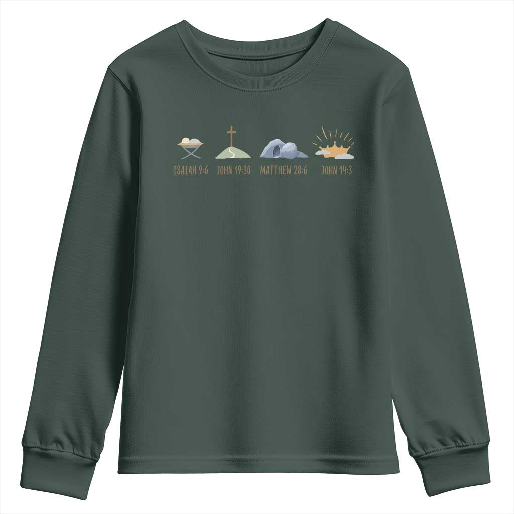 The Life Of Jesus Christ Religious Bible Verse Youth Sweatshirt TS11 Dark Forest Green Print Your Wear