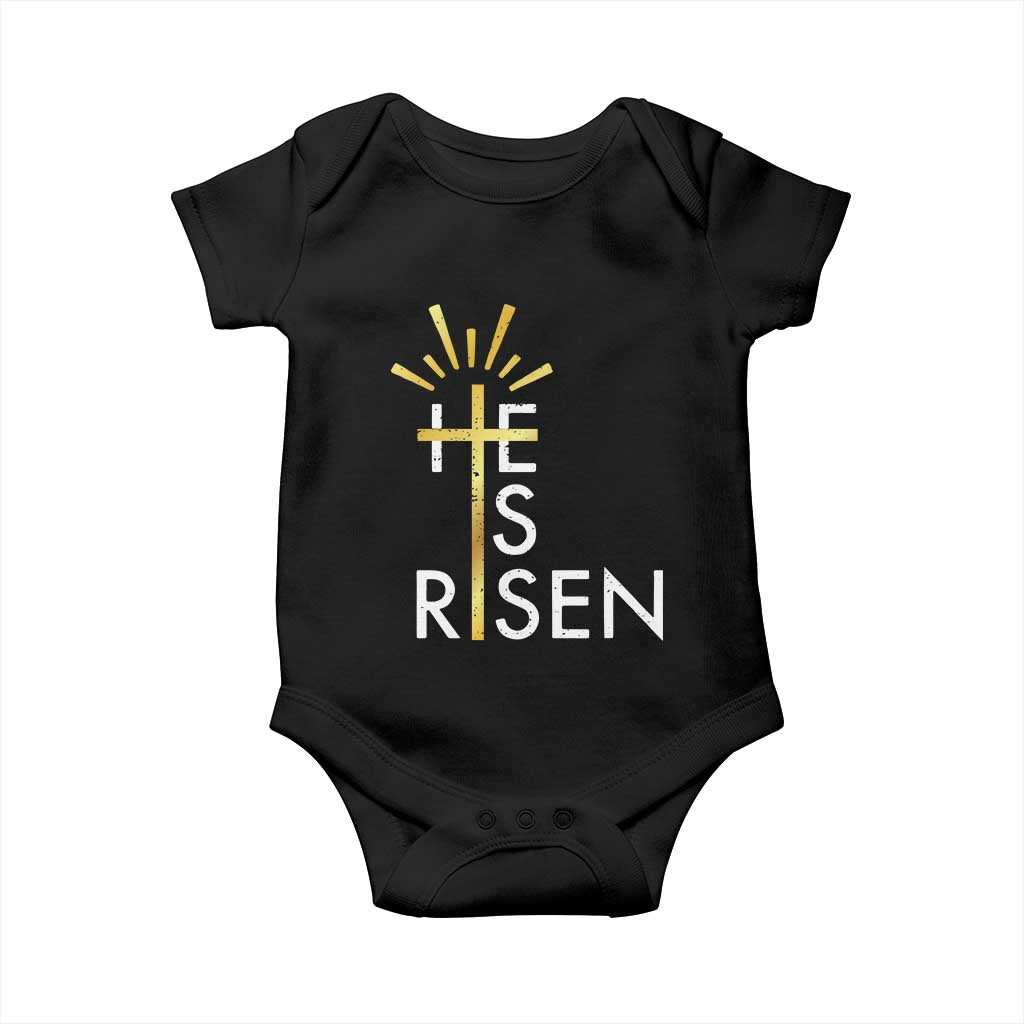 He Is Risen Baby Onesie Christian Easter Day Religious Bible Verse Cross TS11 Black Print Your Wear
